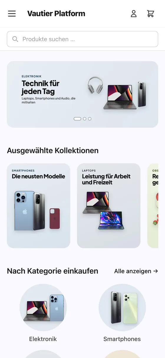 Ein Vautier-Store-Shop auf dem Smartphone