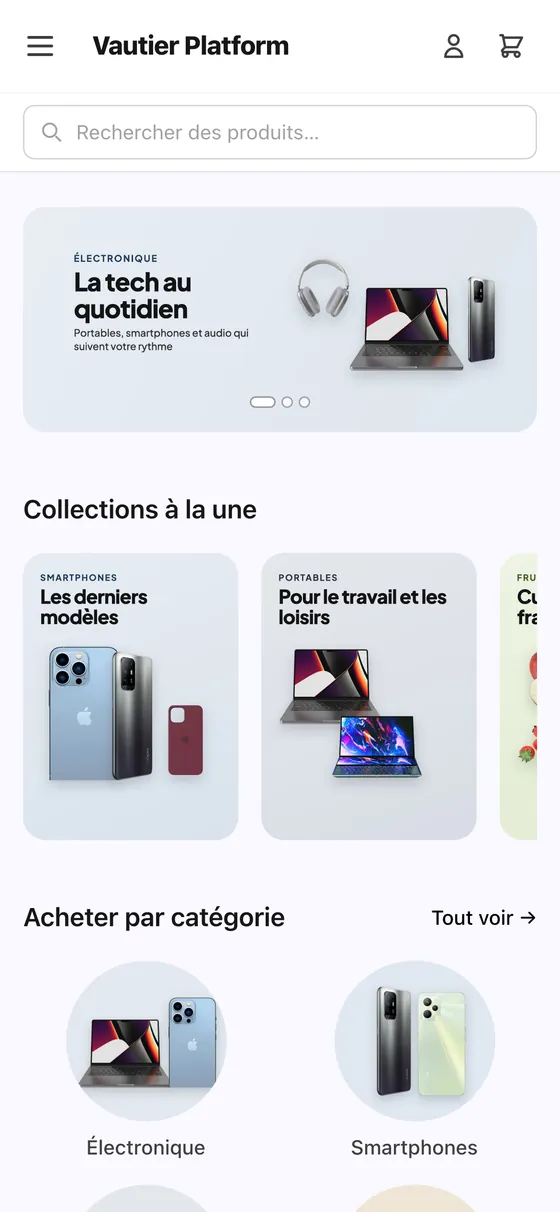 Une boutique Vautier Store sur un téléphone
