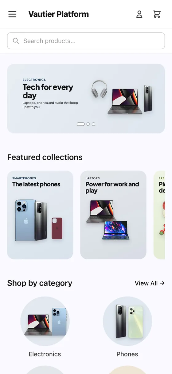 A Vautier Store storefront on a phone